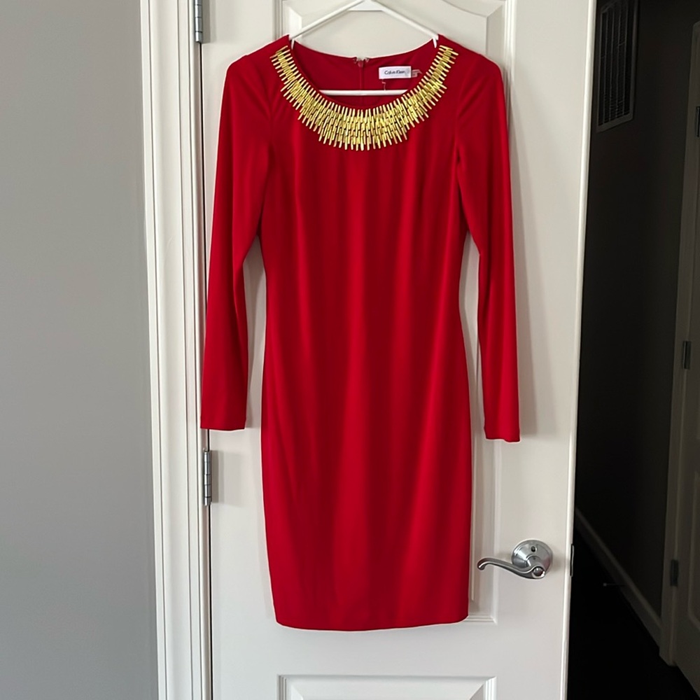 Calvin Klein red dress size 2